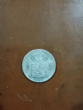 Uang Koin Kuno 1/4 G Nederl Indie Tahun 1893