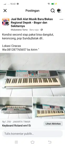 Keyboard Roland em15i bs ddt, krc, Sunda dll