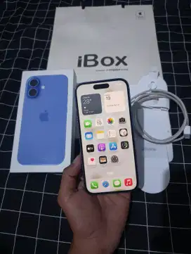 Murah iphone 16 128GB Ultramarine blue ibox baru 1 bulan fullset BU