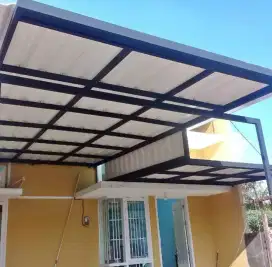 Kanopi atap alderon rangka besi holloh