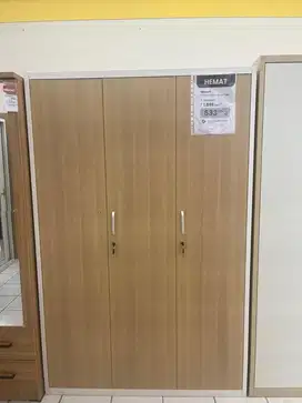 PROMO CUCI GUDANG !!! LEMARI WESLYN 3 PINTU - PUTIH COKELAT OAK