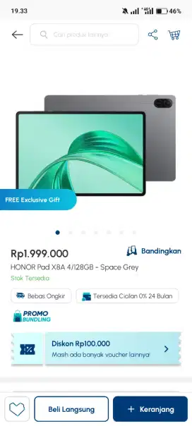 Promo Honor Pad x8a free gift