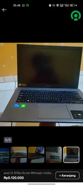 Acer nvida mx550/i3 gen 12/ram 20gb 3200mhz