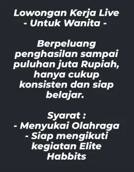 Dicari Segera Wanita Freelance untuk Live di aplikasi Tiktok!!!