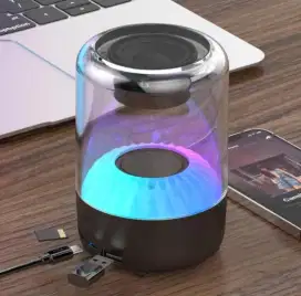 Speaker bluetooth transparant lampu RGB