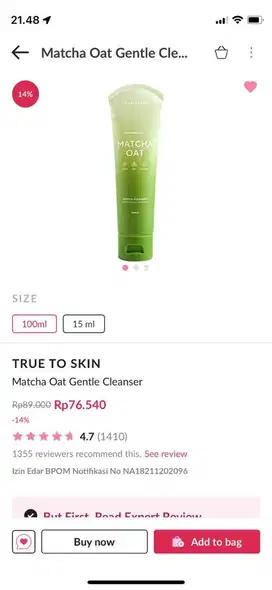 True to Skin: Matcha Oat Gentle Cleanser