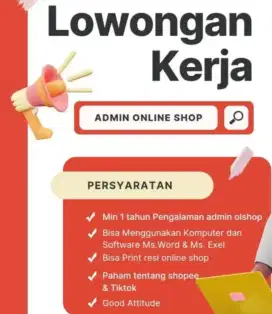 Lowongan Kerja Admin Online Shop
