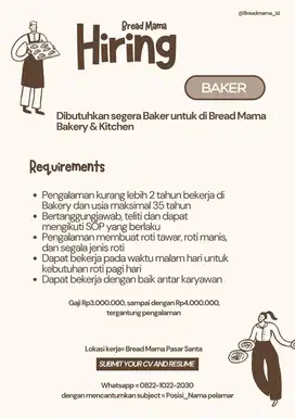 Loker untuk BAKER
