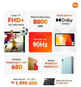 Tablet Xiaomi Redmi Pad SE 128 GB NEW Garansi resmi