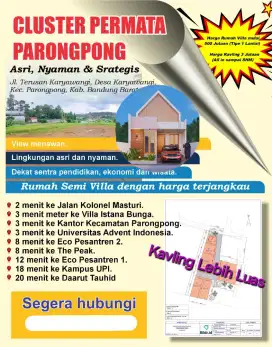 DIJUAL KAVLING SIAP BANGUN DI LOKASI PREMIUM BANDUNG UTARA