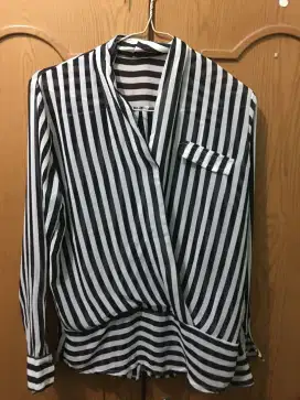 Outer blouse, L, stripe, nerawang