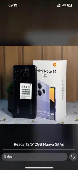 REDMI NOTE 14 5G 12/512GB TEBUS MURAH WATCH HANYA 179K