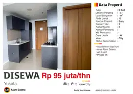 Disewa Apartemen Mewah 2BR Semi Furnish  Baru Dekat Living World AlSut