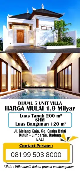 Affordable Brand New Villa Baru Murah di Melangkaja Goa Gong Kutuh