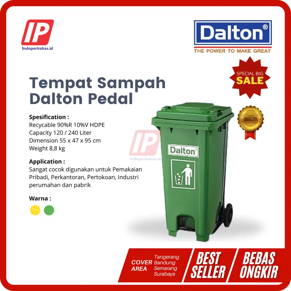 Tempat Sampah Dalton 100/120/240 Liter - Tipe Roda Pedal Set
