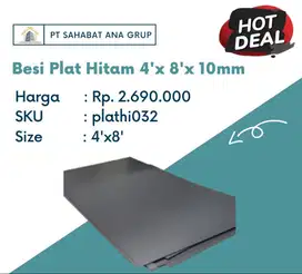 Besi Plat Hitam 4'x 8'x 10mm