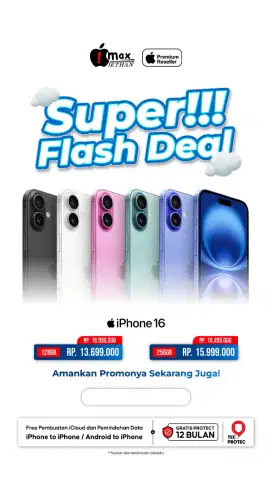IPHONE 16 128 GARANSI RESMI TAM IBOX PA/A FREE TECPROTECT 12BULAN