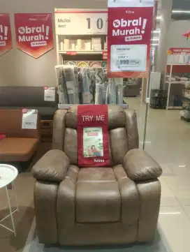 Selma Norton Sofa Recliner Rocking Fabric 1 Seater - Coklat