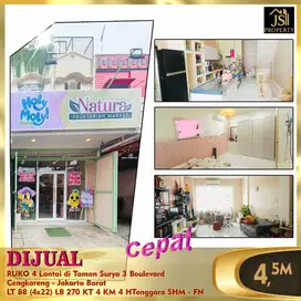 DIJUAL RUKO 4 Lantai di Taman Surya 3 Boulevard Cengkareng JakBar - FN