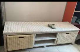 meja tv rotan 2 laci