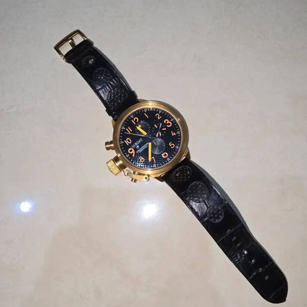 JUAL U-BOAT FLIGHTDECK CHRONOGRAPH BLACK DIAL 50 MM WATCH U-7750/50