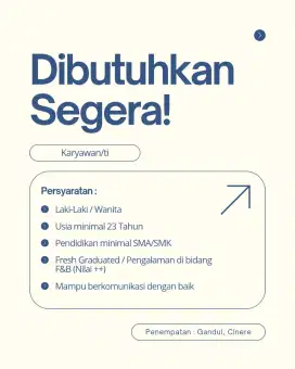 Karyawan untuk jaga kedai (Wanita)
