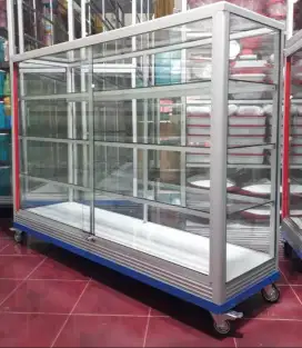Etalase 1,5M x 1M Pakai Siku Besi + RODA BESAR Buat Toko