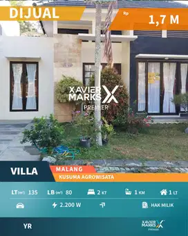 Dijual Villa Dekat Wisata Lingkungan Aman di Kusuma Agro Kota Batu
