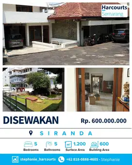 Sewa Rumah Kontrakan Bagus Besar Luas 600M  Di Siranda, Semarang