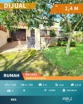Dijual Rumah Murah di Nieuw Indie Araya Malang Terawat