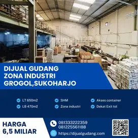 Gudang Strategis Grogol Sukoharjo, 650m² Tanah, Listrik 3 Phase,