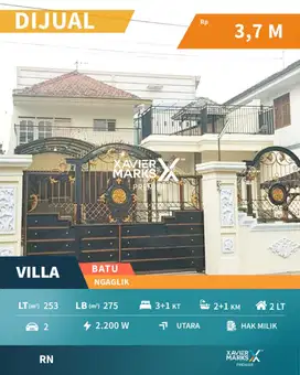 Dijual Rumah Villa Modern Dekat Alun Alun Kota di Ngaglik Batu