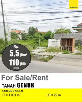 DIJUAL DAN DISEWAKAN TANAH DI GENUK A4062