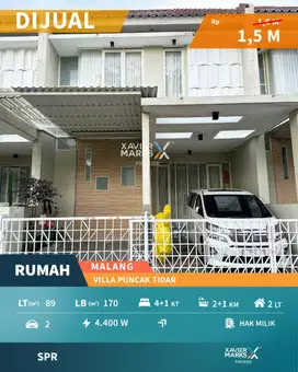 Dijual Rumah Murah 2 Lantai Siap Huni di Villa Puncak Tidar Malang