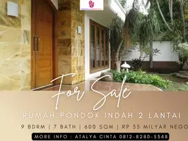 Dijual Rumah Pondok Indah 2LT Siap huni 6KT CARPORT SHM
