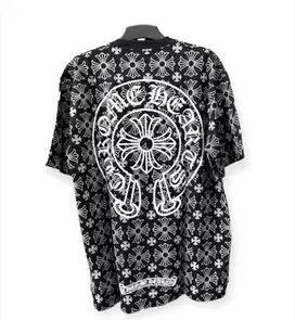 Kaos tshirt preloved bal coklat ful monokrom chrome hearts 80 x 61