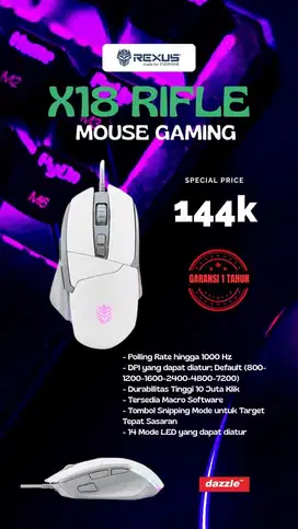 Mouse gaming rexus rifle x18