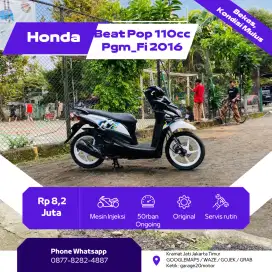 Honda Beat Pop 110cc Pgm_Fi Tahun 2016 Pajak Off