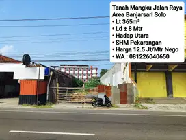 Jual Tanah Mangku Jalan Raya Area Dekat Manahan Banjarsari Solo