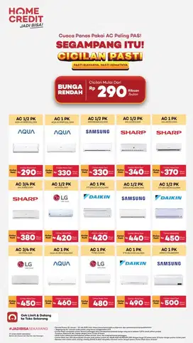Kredit AC 1/2 PK Segampang itu! Promo Bunga bisa 0% 2GP