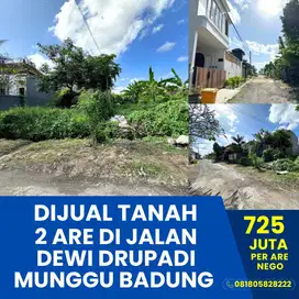 Dijual Tanah 2 Are Di Jalan Dewi Drupadi Munggu Dekat Jalan Utama