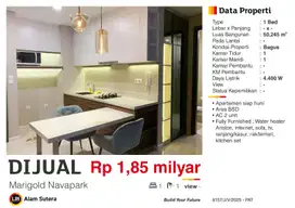 Dijual Apartemen 1BR Marigold Navapark Full Furnished di BSD
