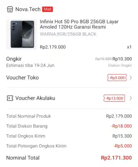 Dijual, Infinix HOT 50 Pro