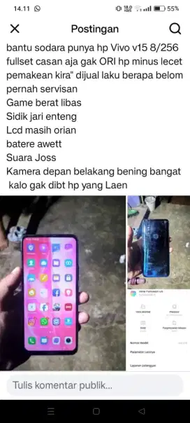 jual hp vivo V15 RAM 8/256