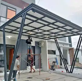 Kanopi atap alderon rangka besi holloh galpanis