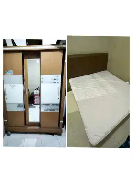 JUAL AJA MAU PINDAH KASUR SET DAN LEMARI SLIDING CIBINONG