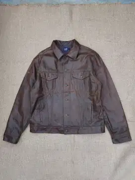 GAP Jaket Kulit Trucker Leather Jacket Vintage Classic Retro
