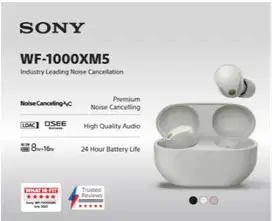 Sony WF1000XM5 TWS True Wireless Noise Cancelling Earbuds - Putih