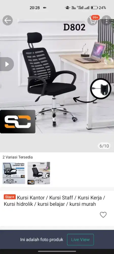 Kursi Kantor / Kursi Staff / Kursi Kerja /  hidrolik / belajar / murah