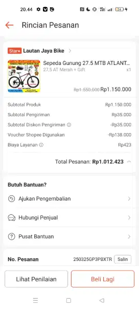 Jual sepeda gunung atlantis ukuran 27,5 kondisi baru